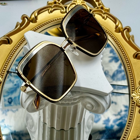 🆕 ALEXANDER MCQUEEN 🧿 NWOT AM0222SK 002 Gold Wire Rim & Silver Metal Sunglass - Picture 12 of 15